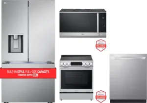 LG 4-Piece Kitchen Appliances Package with French Door Refrigerator, Induction Range, Dishwasher and Over-the-Range Microwave - Stainless Steel