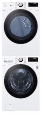 LG LGWADREHWA4002W1 Stacked Front Load Washer and Electric Dryer Set in White