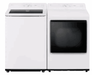 LG LGWADRGCW8205 Side-by-Side Top Load Washer and Gas Dryer Set in White