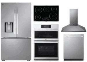 LG LGRECTWODWRH910 5 Piece Kitchen Appliances Package with French Door Refrigerator and Dishwasher in Stainless Steel
