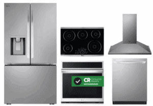 LG LGRECTWODWRH909 5 Piece Kitchen Appliances Package with French Door Refrigerator and Dishwasher in Stainless Steel