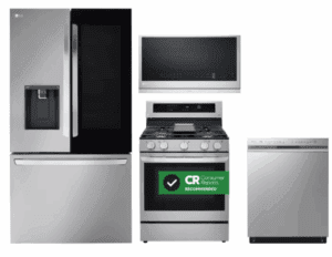 LG  LGRERADWMW21212  4 Piece Kitchen Appliances Package with French Door Refrigerator
