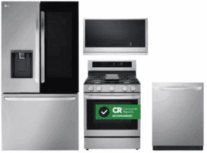 LG  LGRERADWMW21208  4 Piece Kitchen Appliances Package with French Door Refrigerator