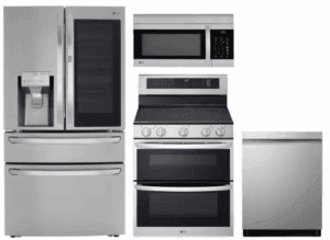 LG  LGRERADWMW21169  4 Piece Kitchen Appliances Package with French Door Refrigerator