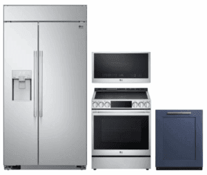LG  LGRERADWMW21125  4 Piece Kitchen Appliances Package with Side-by-Side Refrigerator, Induction Range, Dishwasher and Over the Range Microwave in Stainless Steel