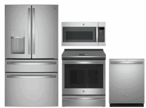 GE RERADWMW103916  4 Piece Kitchen Appliances Package with French Door Refrigerator