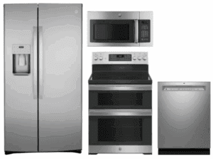GE GERERADWMW103897  4 Piece Kitchen Appliances Package with Side-by-Side Refrigerator