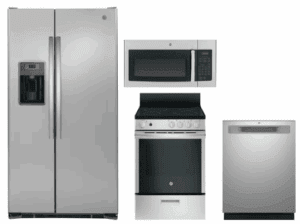 GE GERERADWMW103850  4 Piece Kitchen Appliances Package with Side-by-Side Refrigerator