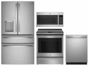 GE RERADWMW4053  4 Piece Kitchen Appliances Package with French Door Refrigerator