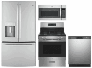 GE GERERADWMW3601  4 Piece Kitchen Appliances Package with French Door Refrigerator