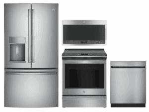 GE RERADWMW3396  4 Piece Kitchen Appliances Package with French Door Refrigerator