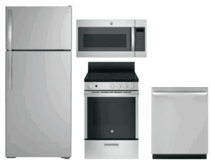 GE GERERADWMW7045  4 Piece Kitchen Appliances Package with Top Freezer Refrigerator