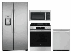 GE GERERADWMW104167  4 Piece Kitchen Appliances Package with Side-by-Side Refrigerator