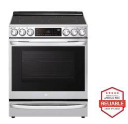LG LSEL6337F 30 Inch Smart InstaView™ Electric Slide-In Range with 5 Radiant Elements, 6.3 cu ft.