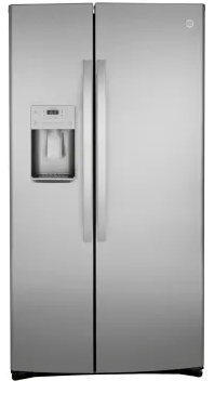 GE GZS22IYNFS 36 Inch Counter Depth Freestanding Side by Side Refrigerator with 21.8 Cu. Ft. Total Capacity : Fingerprint Resistant Stainless Steel