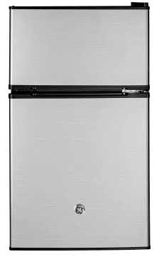 GE GDE03GLKLB 19 Inch Top Freezer Compact Refrigerator with 3.1 Cu. Ft. Capacity : Clean Steel