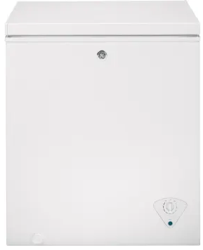 GE FCM5STWW 25 Inch Chest Freezer with 5.1 Cu. Ft. Capacity, Sliding Plastic Basket,