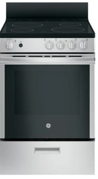 GE JAS640RMSS 24 Inch Freestanding Electric Range with 4 Radiant Smoothtop Burner, 2.9 cu. ft.