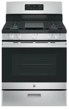 GE JGBS66REKSS 30 Inch Free-Standing Gas Range with 5 Sealed Burners, 5.0 cu. ft. Oven Capacity : Stainless Steel