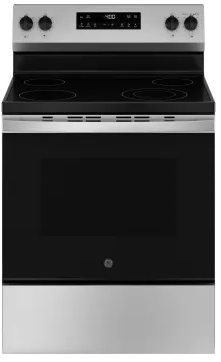 GE 500 Series GRF500PVSS 30 Inch Freestanding Electric Range with 5 Smoothtop Elements, 5.3 cu. ft. Oven Capacity : Stainless Steel