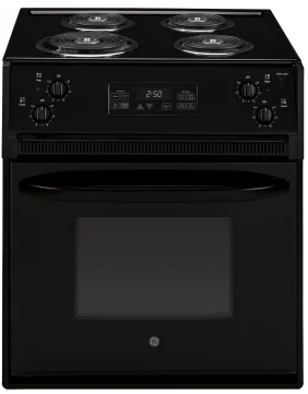 GE JM250DTBB 27 Inch Drop-in Electric Range with 4 Coil Burners, 3.0 cu. ft. Oven Capacity : Black on Black