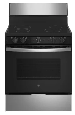 GE JB480STSS 30 Inch Freestanding Electric Range with 4 Radiant Smoothtop Burners, 5.0 cu. ft. Oven Capacity : Stainless Steel