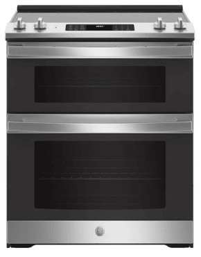 GE JSS86SPSS 30 Inch Slide-In Electric Range with 5 Radiant Elements, 6.6 Cu. Ft. Double Oven Capacity