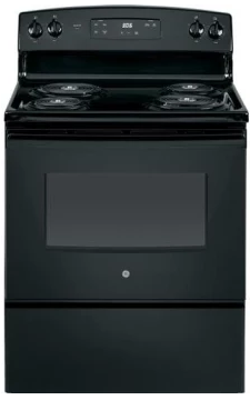 GE JBS360DMBB 30 Inch Freestanding Electric Range with 4 Elements, 5.0 cu. ft. Oven Capacity : Black