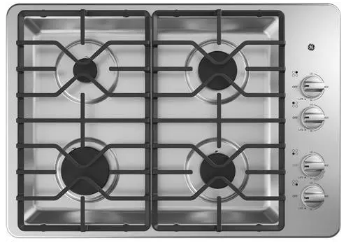 GE JGP3030SLSS 30 Inch Gas Cooktop with 4 Sealed Burners : Stainless Steel