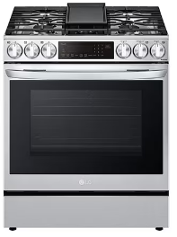 LG LSGL6335F 30 Inch Smart Instaview™ Slide-in Gas Range with 5 Sealed Burners, 6.3 cu. ft. Capacity