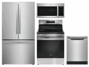 FRRERADWMW888962313 4 Piece Kitchen Appliances Package with French Door Refrigerator, Electric Range