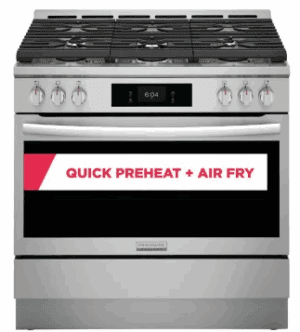 Frigidaire Gallery Series GCFD3661AF 36 Inch Freestanding Dual Fuel Range with 6 Sealed Burners, 4.6 cu. ft. Convection Oven