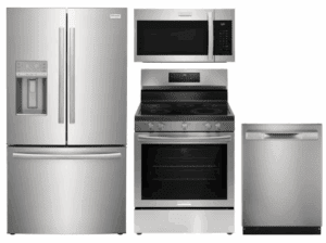 FRRERADWMW4530 4 Piece Kitchen Appliances Package with French Door Refrigerator, Electric Range