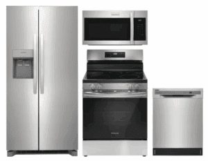 FRRERADWMW888962031  4 Piece Kitchen Appliances Package with Side-by-Side Refrigerator, Electric Range