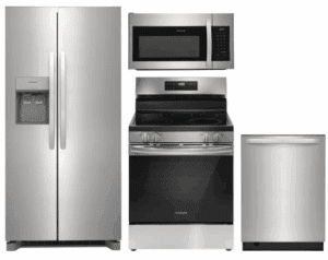 FRRERADWMW888962011  4 Piece Kitchen Appliances Package with Side-by-Side Refrigerator, Electric Range