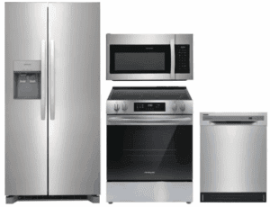 FRRERADWMW888961876  4 Piece Kitchen Appliances Package with Side-by-Side Refrigerator, Electric Range