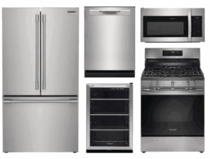FRIGIDAIRE020405  5 Piece Kitchen Appliances Package with French Door Refrigerator, Gas Range, Dishwasher