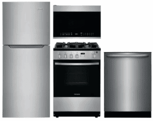 FRRERADWMW888961407  4 Piece Kitchen Appliances Package with Top Freezer Refrigerator, Gas Range