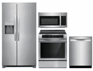 FRRERADWMW4525  4 Piece Kitchen Appliances Package with Side-by-Side Refrigerator, Induction Range