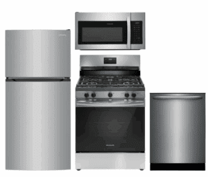FRRERADWMW888962118  4 Piece Kitchen Appliances Package with Top Freezer Refrigerator and Gas Range