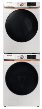 SAWADRGE83002 Stacked Front Load Washer and Gas Dryer Set in Ivory