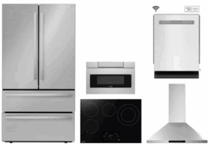 SHARPRECTHODWMD105  5 Piece Kitchen Appliances Package with French Door Refrigerator