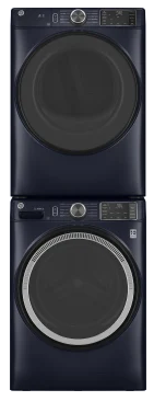GE GEWADRERRS550SP1 Stacked Front Load Washer and Electric Dryer Set in Sapphire Blue