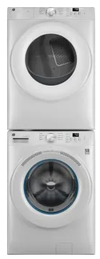 GE GEWADREYWW350SS2 Stacked Front Load Washer and Electric Dryer Set in White