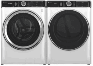GE GEWADR4 Front Load Washer and Electric Dryer Set in White