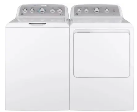 GE GEWADREW5001 Side-by-Side Top Load Washer and Electric Dryer Set in White