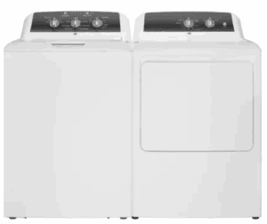 GE GEWADRGWWB525AC Side-by-Side Top Load Washer and Gas Dryer Set in White
