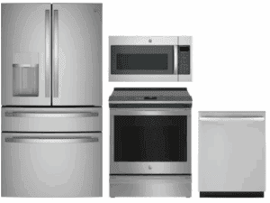 AJ Exclusive GERERADWMW6723  Included Brands: GE Profile, GE 4 Piece Kitchen Appliances Package with French Door Refrigerator