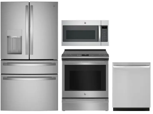 AJ Exclusive GERERADWMW6723 Included Brands: GE Profile, GE 4 Piece Kitchen Appliances Package with French Door Refrigerator