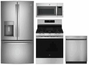 GE GERERADWMW104207  4 Piece Kitchen Appliances Package with French Door Refrigerator Stainless Steel